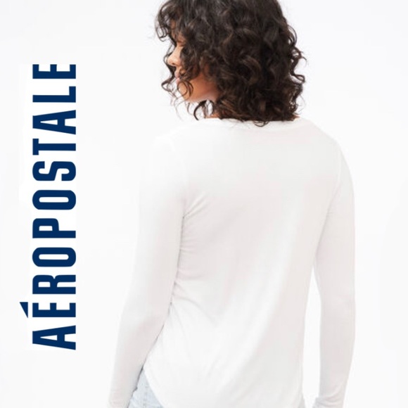 Aeropostale Long Sleeve Soft V-Neck Tee - Picture 2 of 2